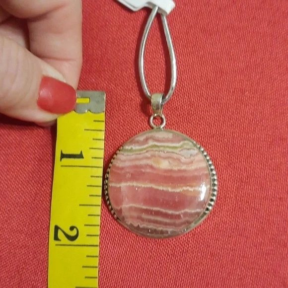 Rhodochrosite sterling silver pendant - Picture 4 of 6